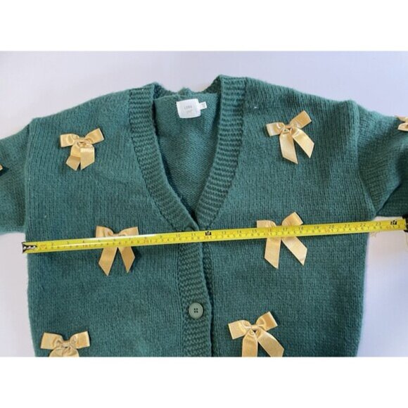 Luna Ivy 3D Bow Forest Green Gold Cardigan Sweater M NWT Cottagecore - Picture 3 of 7